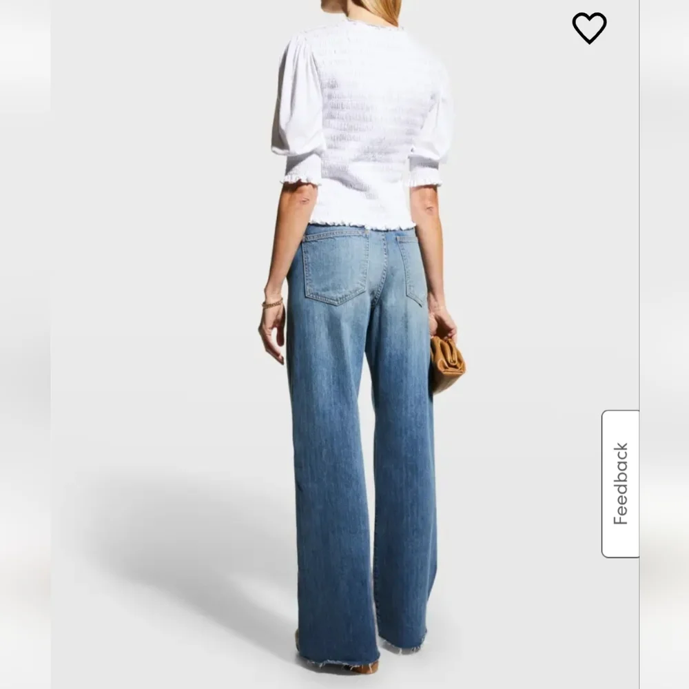 Veronica Beard Jeans Smocked Puff Sleeve Top White Clean Girl Feminine Small - Picture 2 of 8